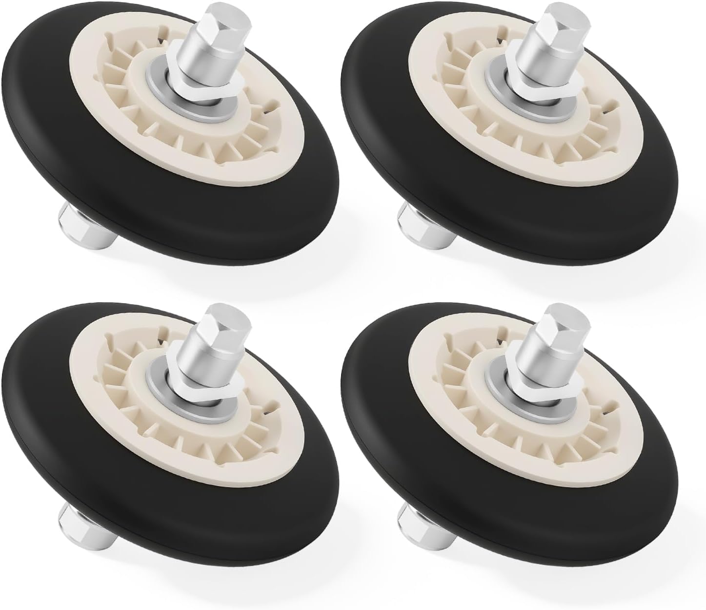 4Pcs Dryer Roller Kit Compatible with GE GFD65ESPN0SN GFD85ESPN0DG GFDR270EH0WW Replace#: WE03X10016 WE01X10384 WE01X10385 WE01X10386 3029206