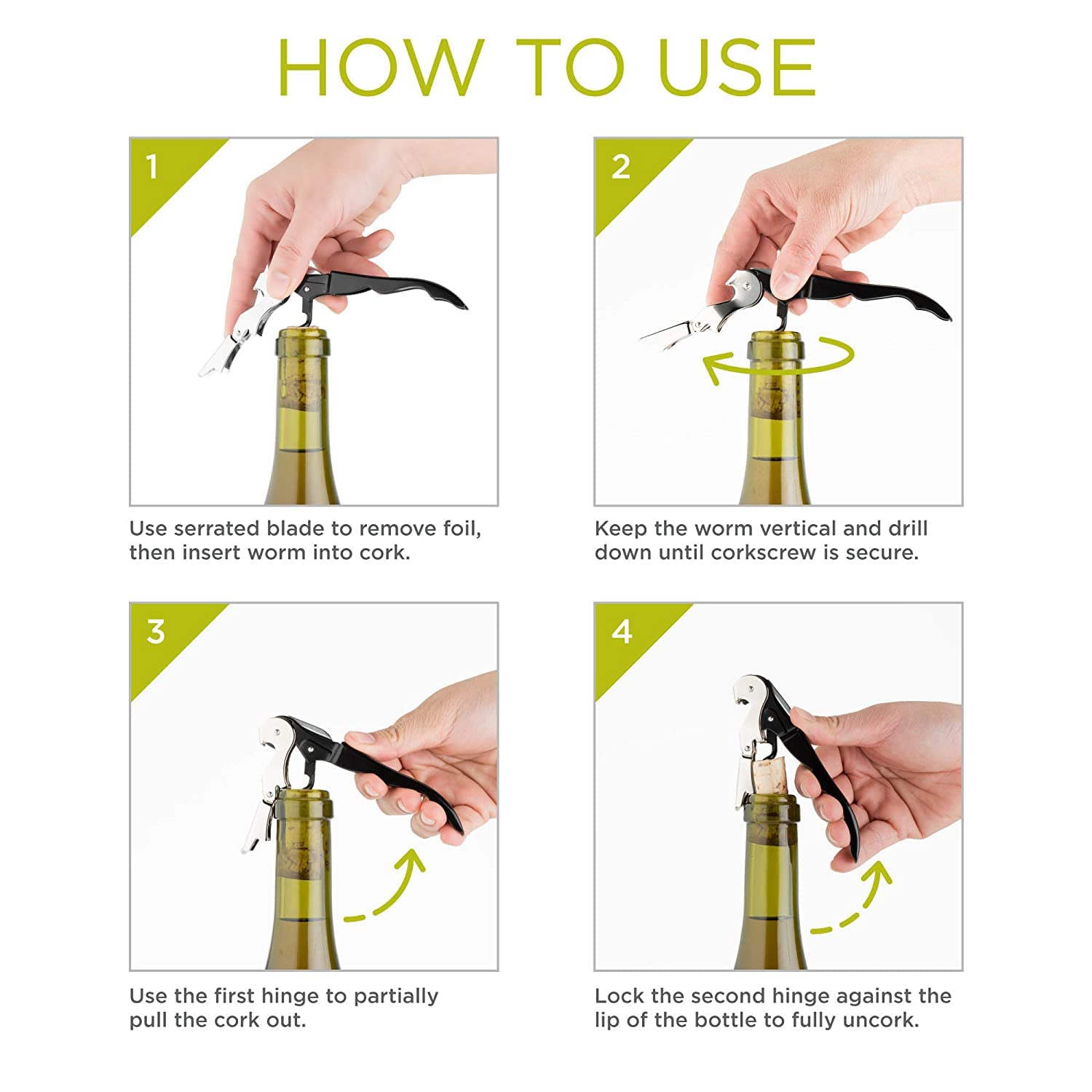 Professional Waiter's Corkscrew - Bottle Opener & Foil Cutter -3 Professional Waiter's Corkscrew - Bottle Opener & Foil Cutter -3