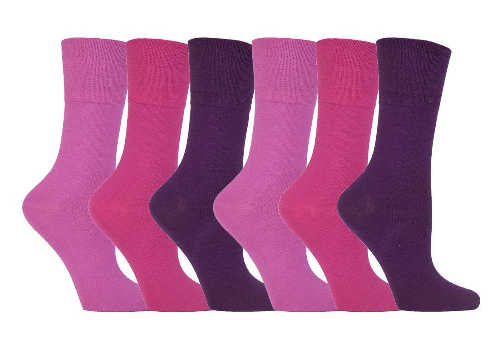 Sockshop Women's Pink Purple 6 Pairs Diabetic Gentle Grip Socks 4-8Uk 37-42Eur Pink/Purple