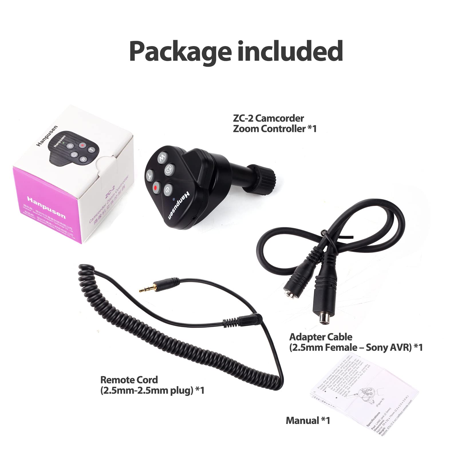 Telecomando Lanc per videocamera Canon Vixia hf G40, G50, G70, G60, XA11, XA50, XA55, XL1S, XL2, XHA1, XM1, per Sony Z280, Z190, Z90, con jack LAN (2,5 mm) o AVR Jack