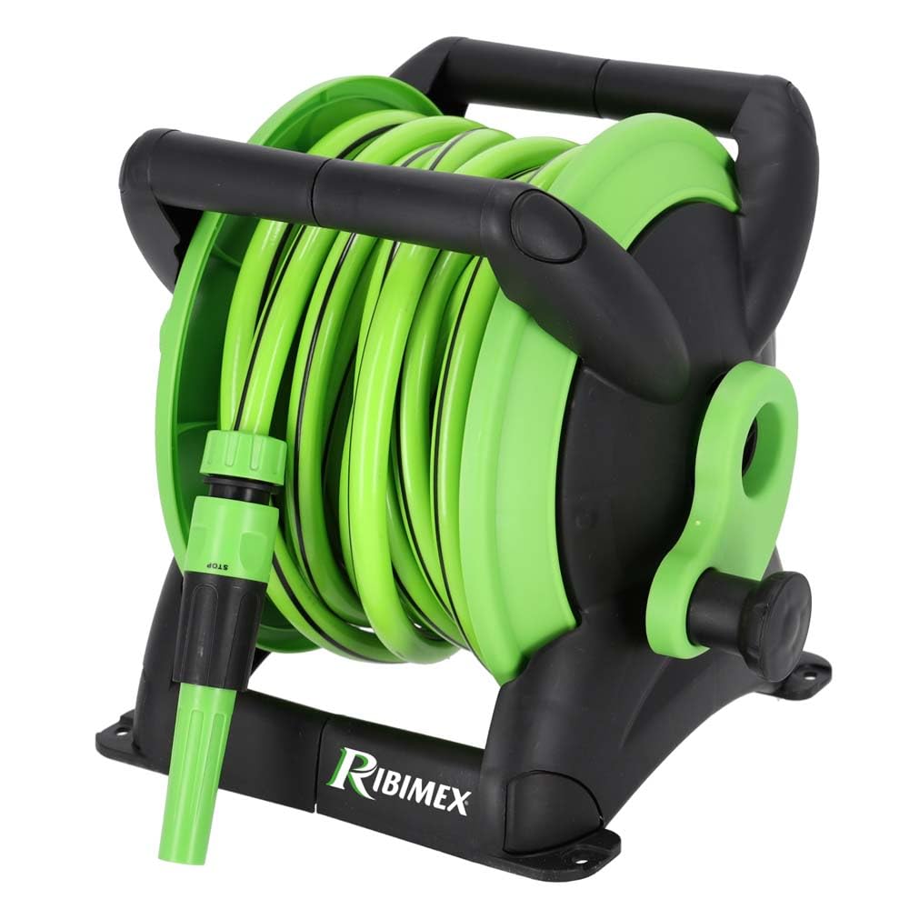 RIBIMEX Dévidoir tuyau arrosage 15m - PRA/DB.11041 Noir et vert