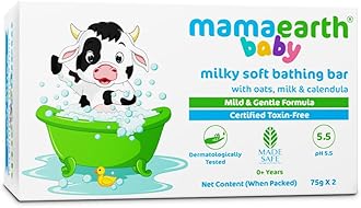 Milky Soft Bathing Bar For Babies - 75 g x 2 | Infused with Oats Milk and Calendula | Gently Cleanses Skin, Keeps Skin Soft & Smooth, Mild & Gentle Formula, Dermatologically Tested