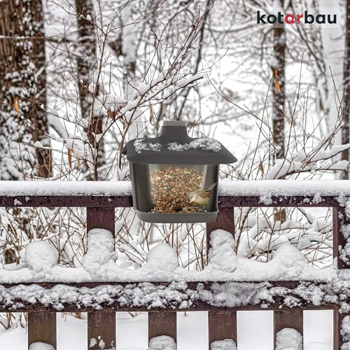 KOTARBAU® Vogelfutterspender aus Kunststoff - 28 x 17,5 cm - Doppelt - Vogelhaus zum Aufhängen - Vogelfutterhaus für Wildvögel - mit Drahtseil - Wetterfest & Langlebig - Schwarz