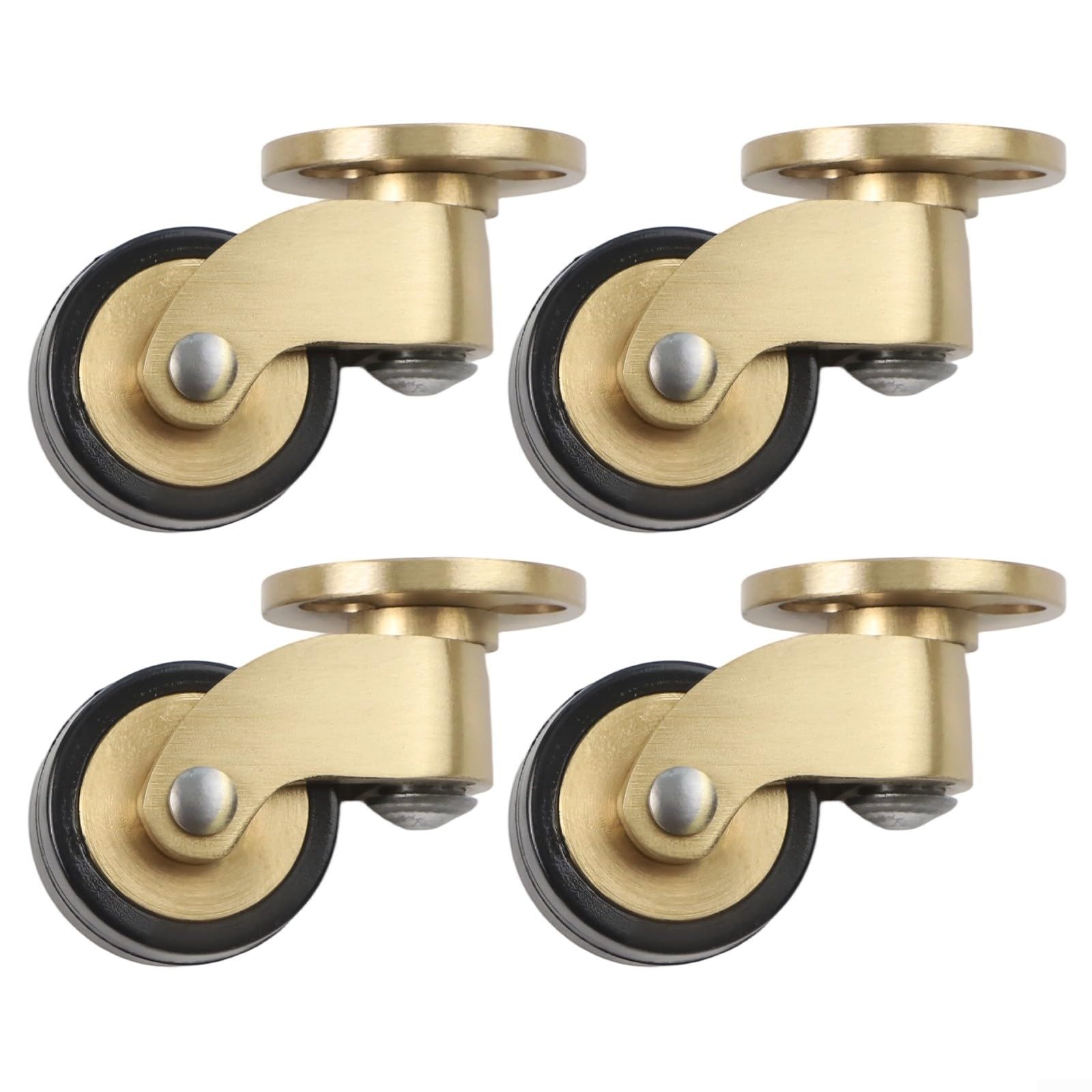 Ruedas de latón, giratorias silenciosas, resistentes, 34 x 28 mm, color dorado y negro, para mesa de café, sofá, 4 piezas