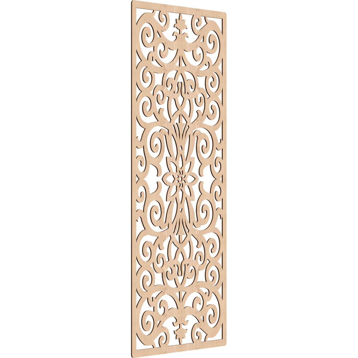Buel Decorative Pierced Fretwork Wood Wall Panels, 37 3/8"W x 94 3/8"H x 3/8"T, Red Oak