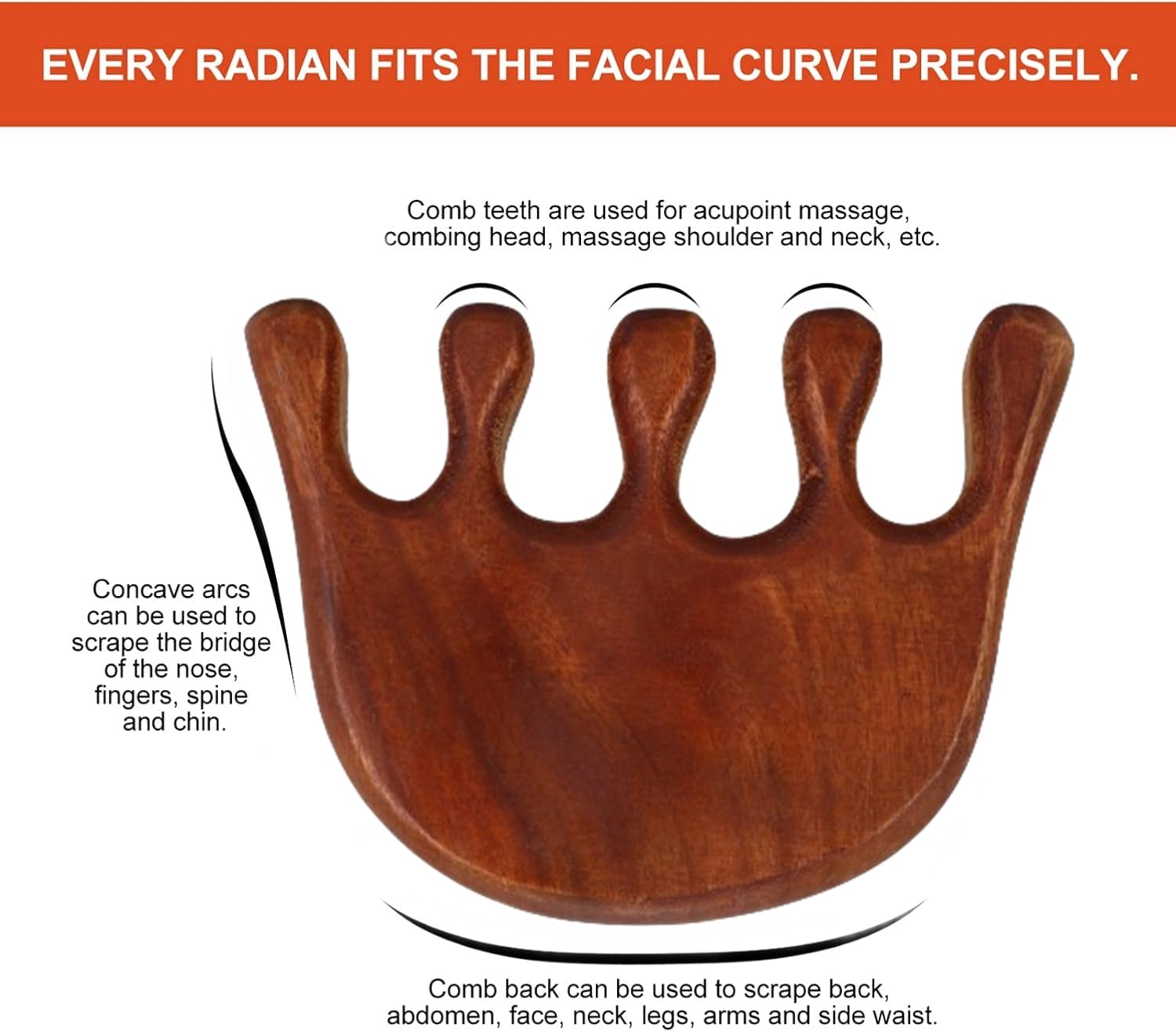 Flavoma Neem Wood Wide Tooth Hair and Scalp Massager Comb | Tooth Design Multi-Functional Tool Scraping | Multifunctional Meridian Massage Comb | Ideal for Head and Neck Massage | Scalp Massage No Static Head Massager Tool Physical Therapy 3