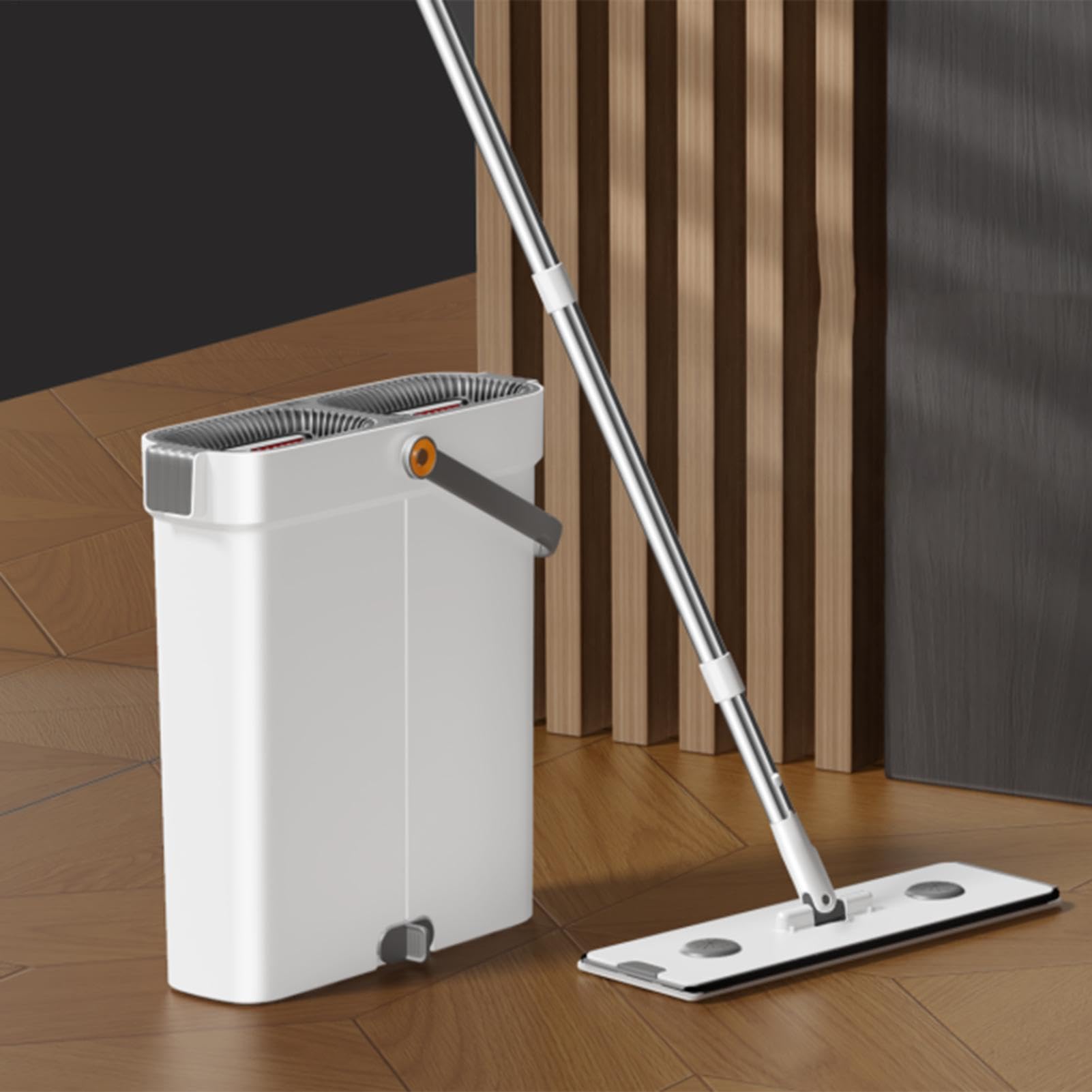 de fregona de microfibra giratorio, cubo de limpieza en húmedo y seco, de limpieza fácil de usar para suelos, paredes y, herramientas de limpieza eficientes para el hogar y uso de | Ajustable Set De Limpieza Cubo Con Fregona Para Suelos Paredes Ventanas H