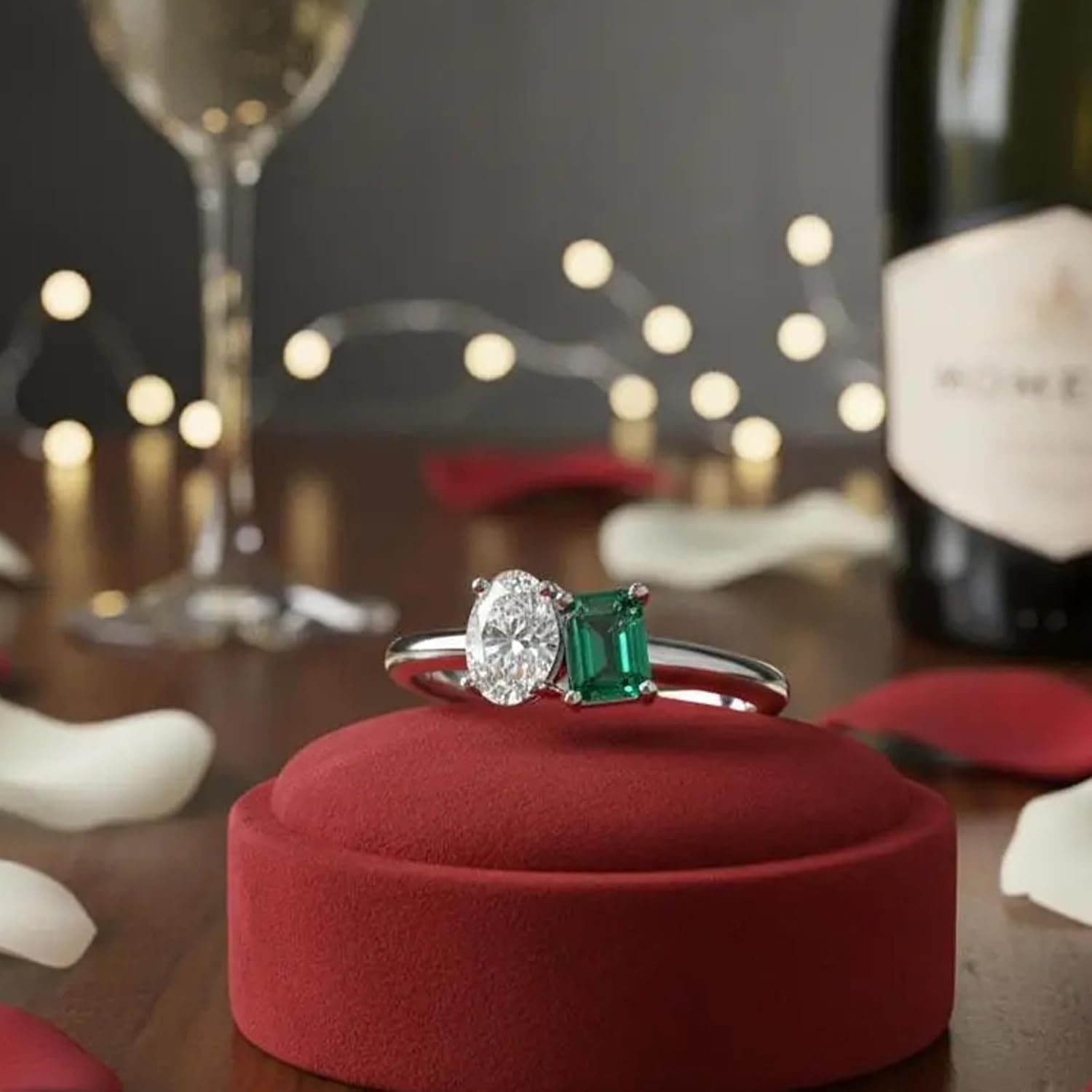 2 Birthstone Toi Et Moi Rings for Women Personalized 10K 14K 18K Gold Double Birthstones Ring Unique Promise Engagement Anniversary Ring Jewelry Gifts for Her