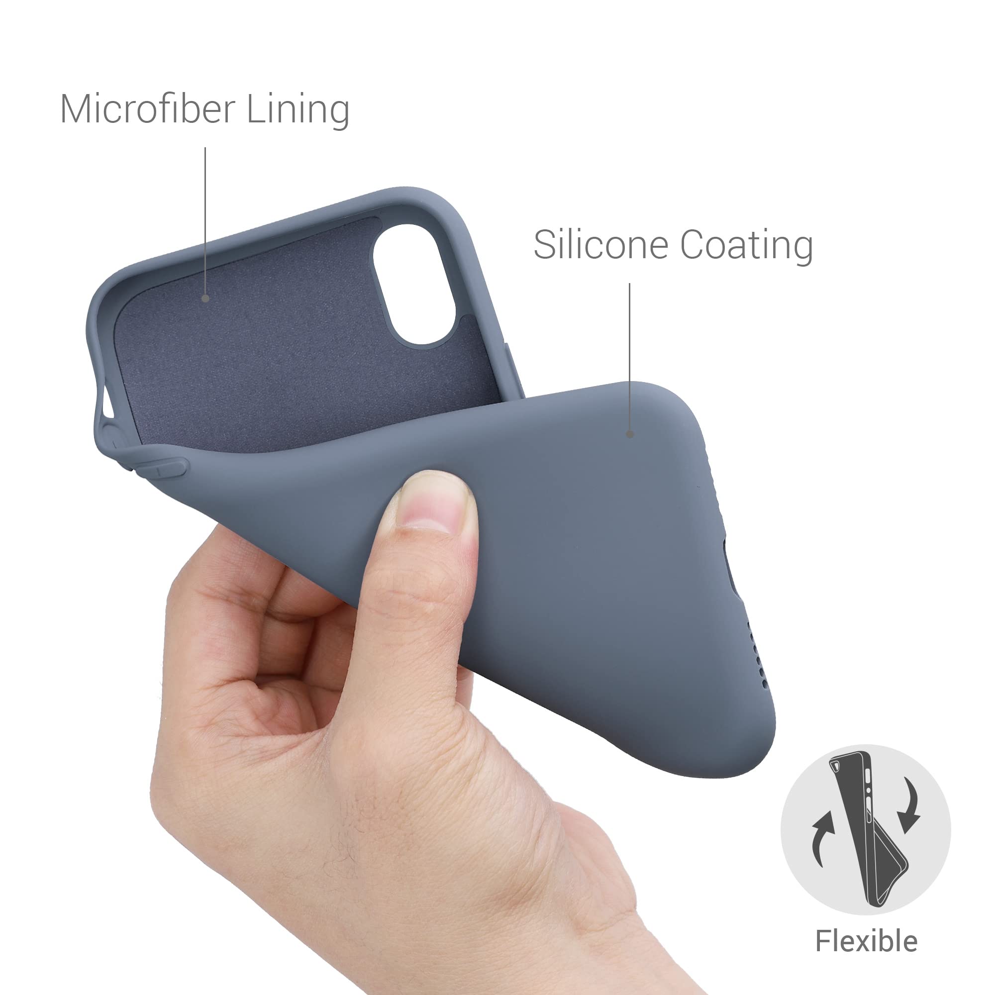 KMP Custodia In Silicone Per IPhone X - Grigio Business - Ultra Leggera, Antiscivolo, Con Microfibra Interna, Ricarica Wireless