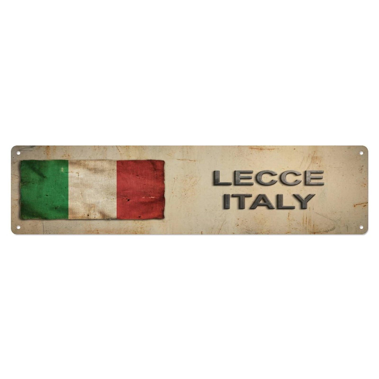Metal Tin Sign Vintage Lecce Italy Flag Decor Rustic Travel