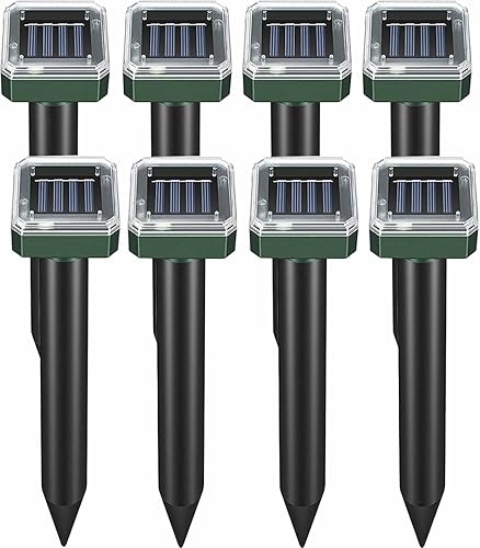 Repelente de topos alimentado por energía solar, repelente ultrasónico de topos de campañol, disuasorio al aire libre, repelente de ardillas y