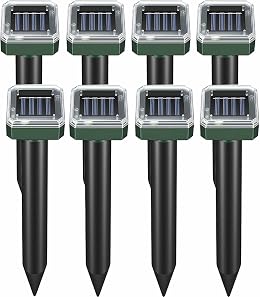 Mole Repellent Solar Powered, 8 Pack Waterproof Ultrasonic Gopher Vole Repellent Outdoor, Rat, Squirrel, Skunk, Repellent for Lawn Garden Yard