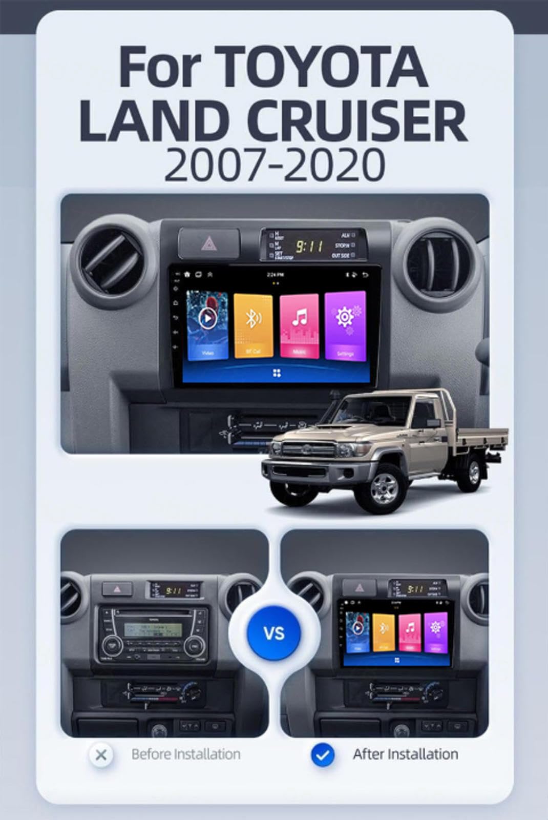 Android 15 Car Stereo 9" Samochód Dla Toyota Land Cruiser LC 70 2007-2020,M112