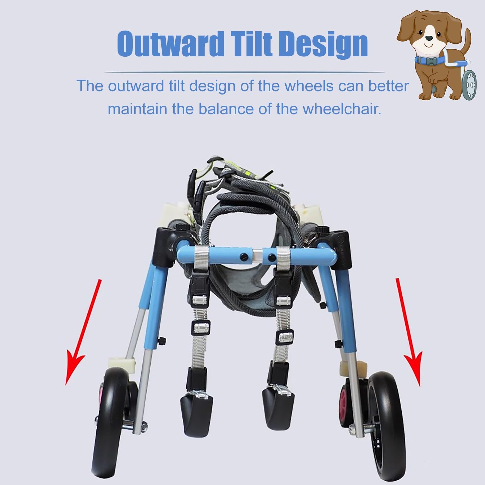Silla Ruedas Perro Silla de Ruedas para Perros con Soporte Completo de 4 o 2 Ruedas, Carrito de Movilidad Ajustable para Perros Grandes, Medianos y Pequeños, Soporte para Patas para Mascotas(Blue,S)
