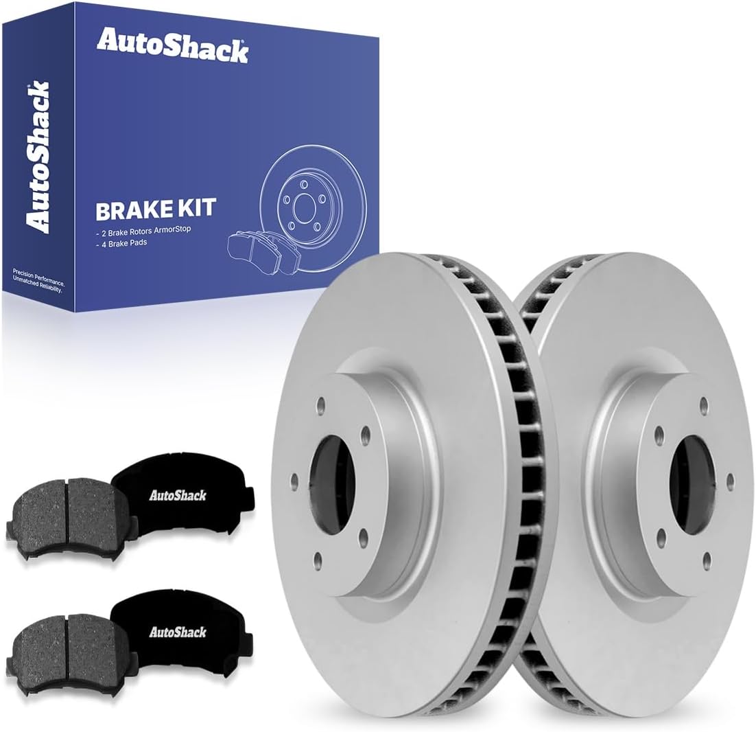 AutoShack Front Vented Coated Brake Rotors + Premium Ceramic Pads 6-PC Brake Kit Replacement for 2009-2014 Nissan Maxima 2016-2020 Nissan Maxima ArmorStop 12.59" (319.7 mm)