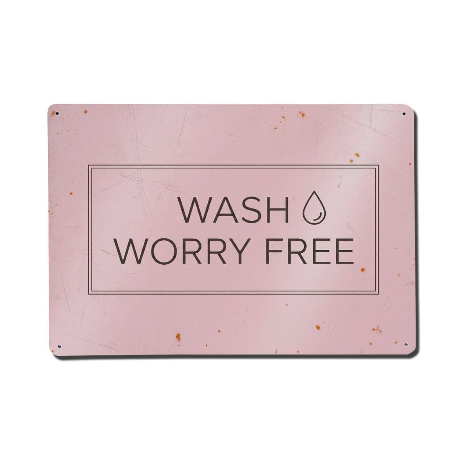 Olhnbad Style Wash Worry Free Hand Washing Quote Text Layout Metal Tin Sign