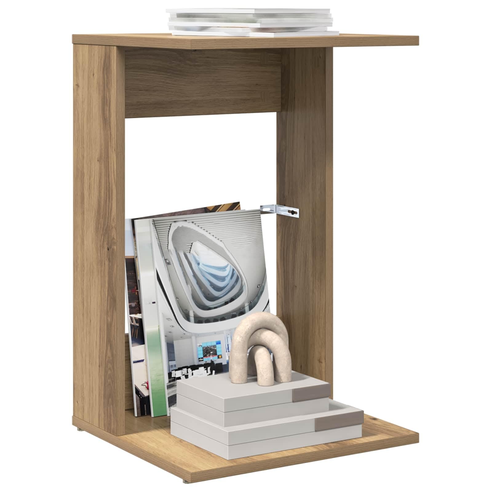 Mesa auxiliar de madera de roble Artisan, 40 x 38 x 62,5 cm, rectangular, para salón, dormitorio, pasillo, con estante para lámpara, bebida, libro y decoración junto al sofá, cama, sillón