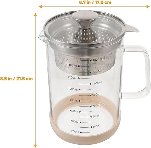 Miniatura 2 de Soybean Milk Container with Fine Mesh Strainer, Stainless Steel Juice Filter Tea Pot, Household Juice Container for Bar And Kitchen, 50 Ounce