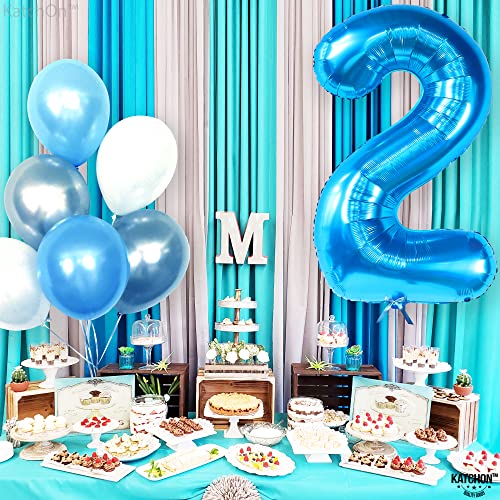 Image of KatchOn, Number 2 Balloon, 40 Inch Blue Foil Number Balloon for 2nd birthday
