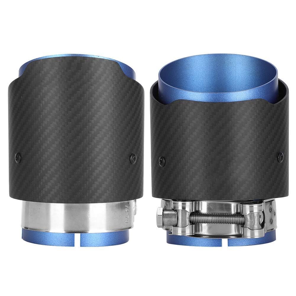 Garganta de Cola, Fibra de Carbono Entrada de 80 Mm Salida de 101 Mm Garganta de Cola Reemplazo de Punta de Tubo de Escape Mate de Lado Recto para CX5 CX4 (BLUE)