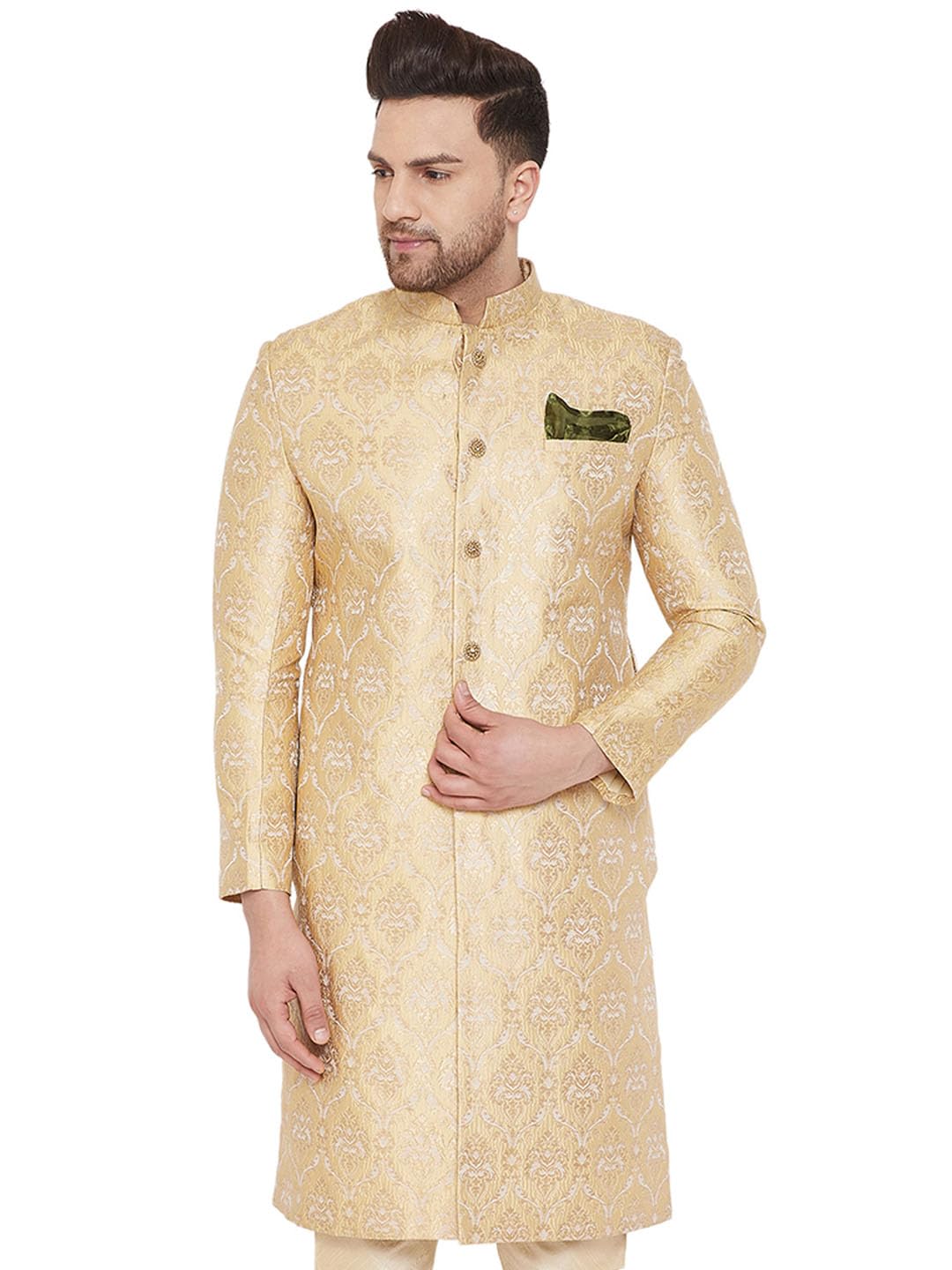 vastramay Men's Silk Blend Regular Fit Casual Sherwani-picture-56