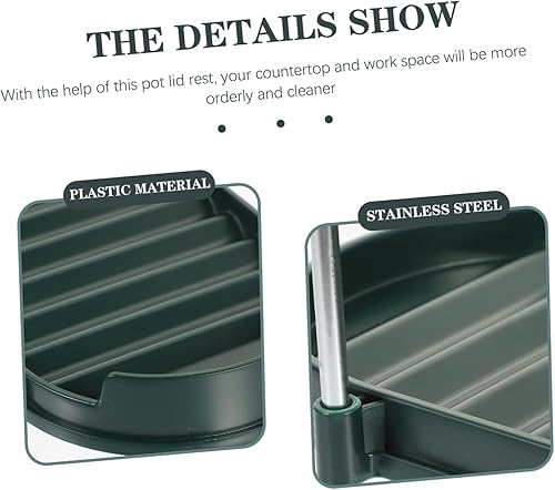 Miniatura 9 de YARNOW Bandeja de acero inoxidable, bandeja de acero inoxidable, soporte de cucharón de silicona, soporte de cuchara de silicona, soporte de cuchara