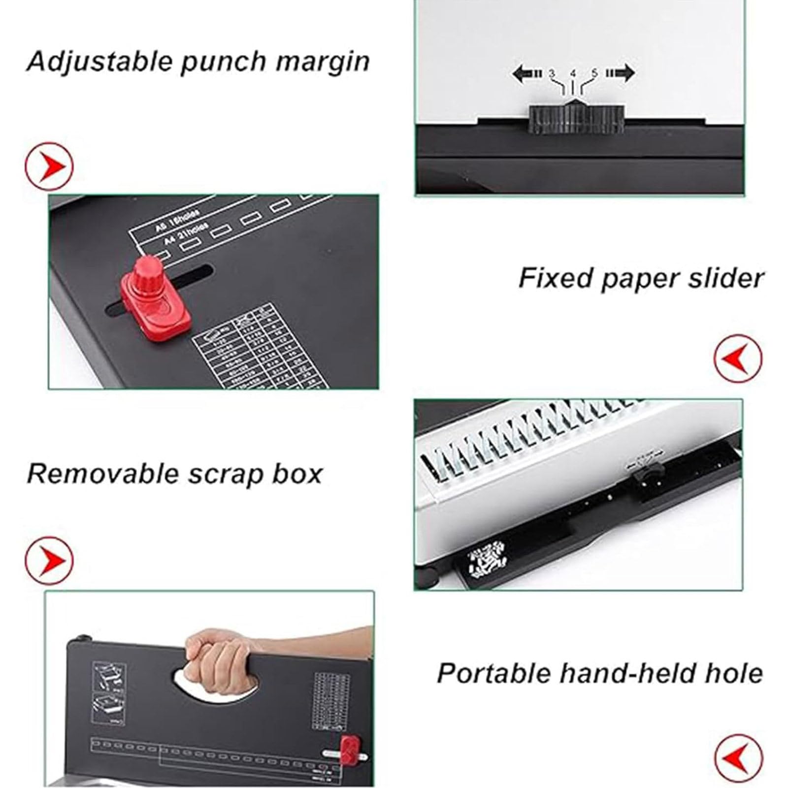Perforatrice Rilegatrice, 21 Fori, 450 Fogli, Rilegatrice A Spirale Per Formati A4, A5 O Formati Più Piccoli, Rilegatrice A Pettine Per Libri Per Uffici, Riunioni, Aule, Famiglia, Scuola