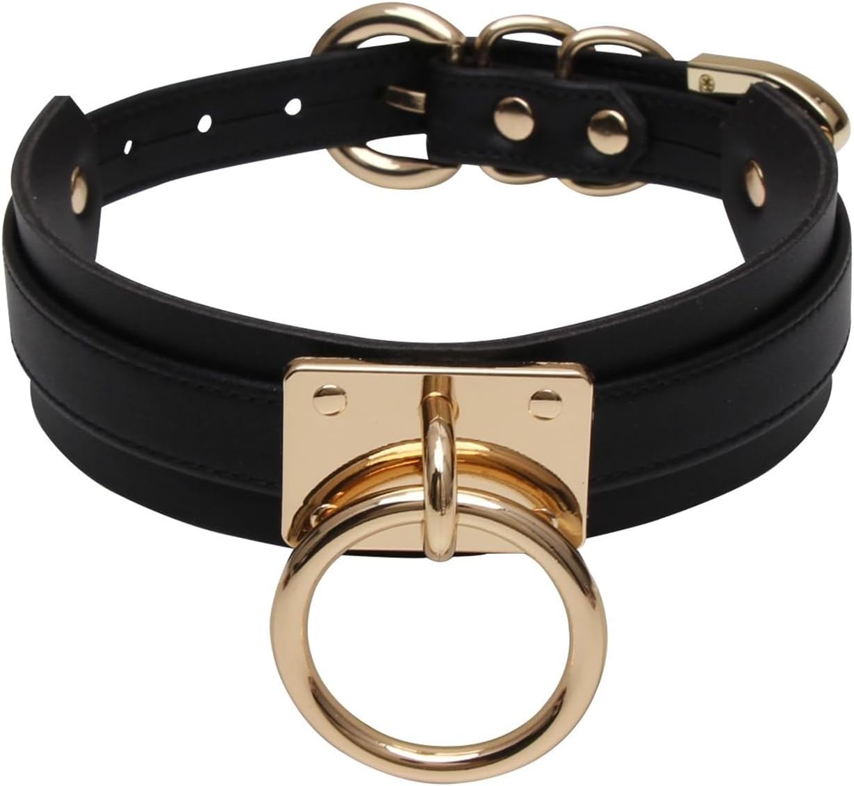 Womens Fashion O Ring Choker Faux Leather Collar