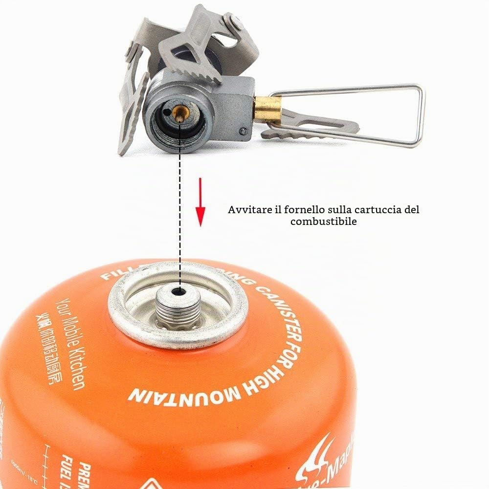 BRS Stufa a Gas Ultra Leggera di Soli 26 g, BRS-3000T Zaino da Campeggio all'aperto Piccola Stufa, in Lega di Titanio, Adatta a Campeggio, Picnic