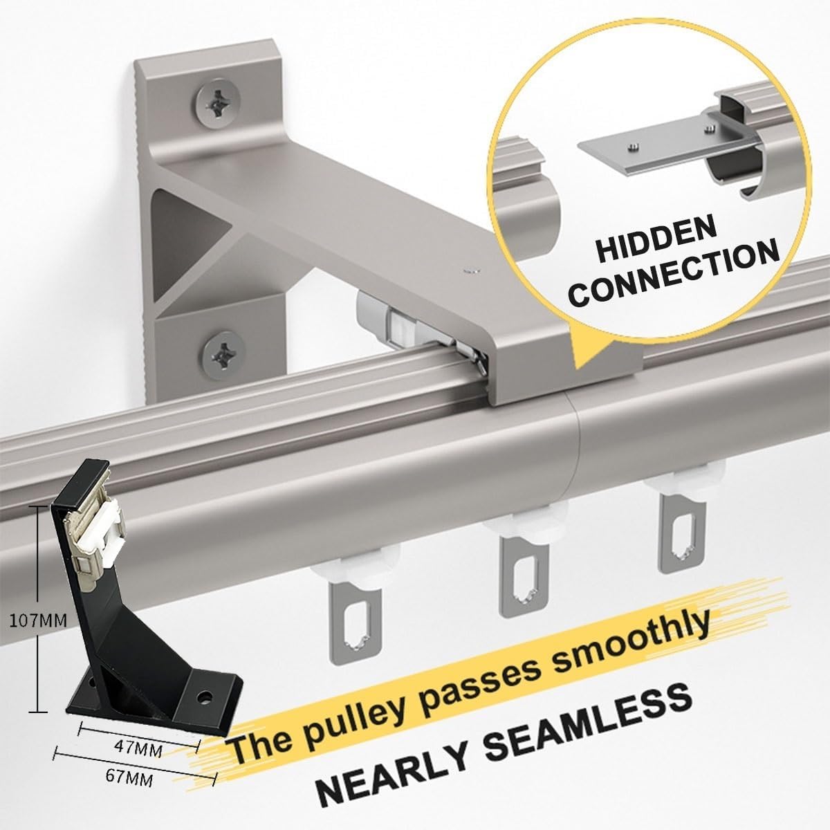 Heavy-Duty Aluminium Curtain Track Set, Wall-Mounted 1m-6m, Ideal for Room Dividers in Living Room & Bedroom, Noise-Free Operation (480cm/15.7ft, 4 * 120cm)