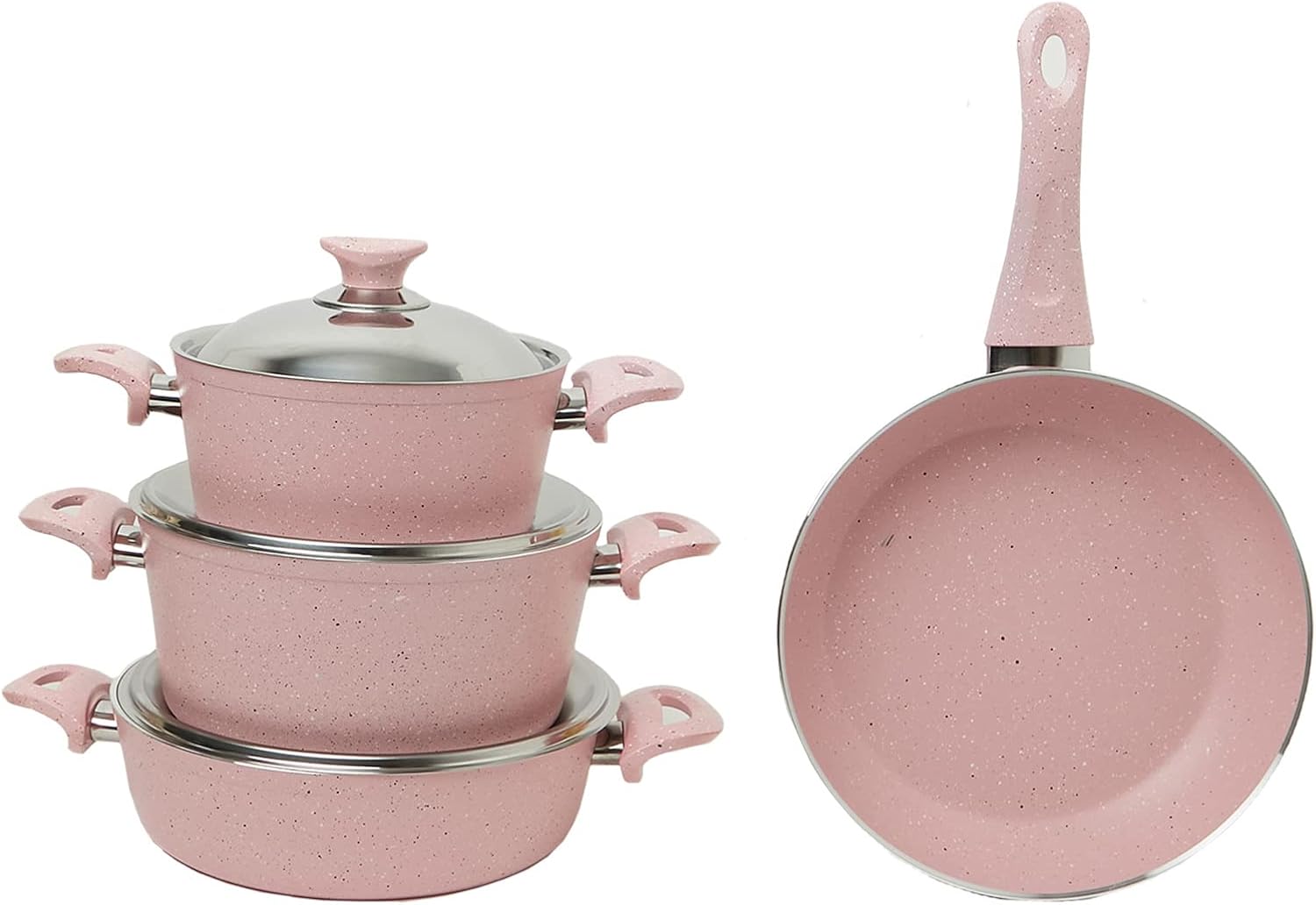 IN HOUSE | Granite Cookware Non Sticking Pots and Pans Set With Steel ...