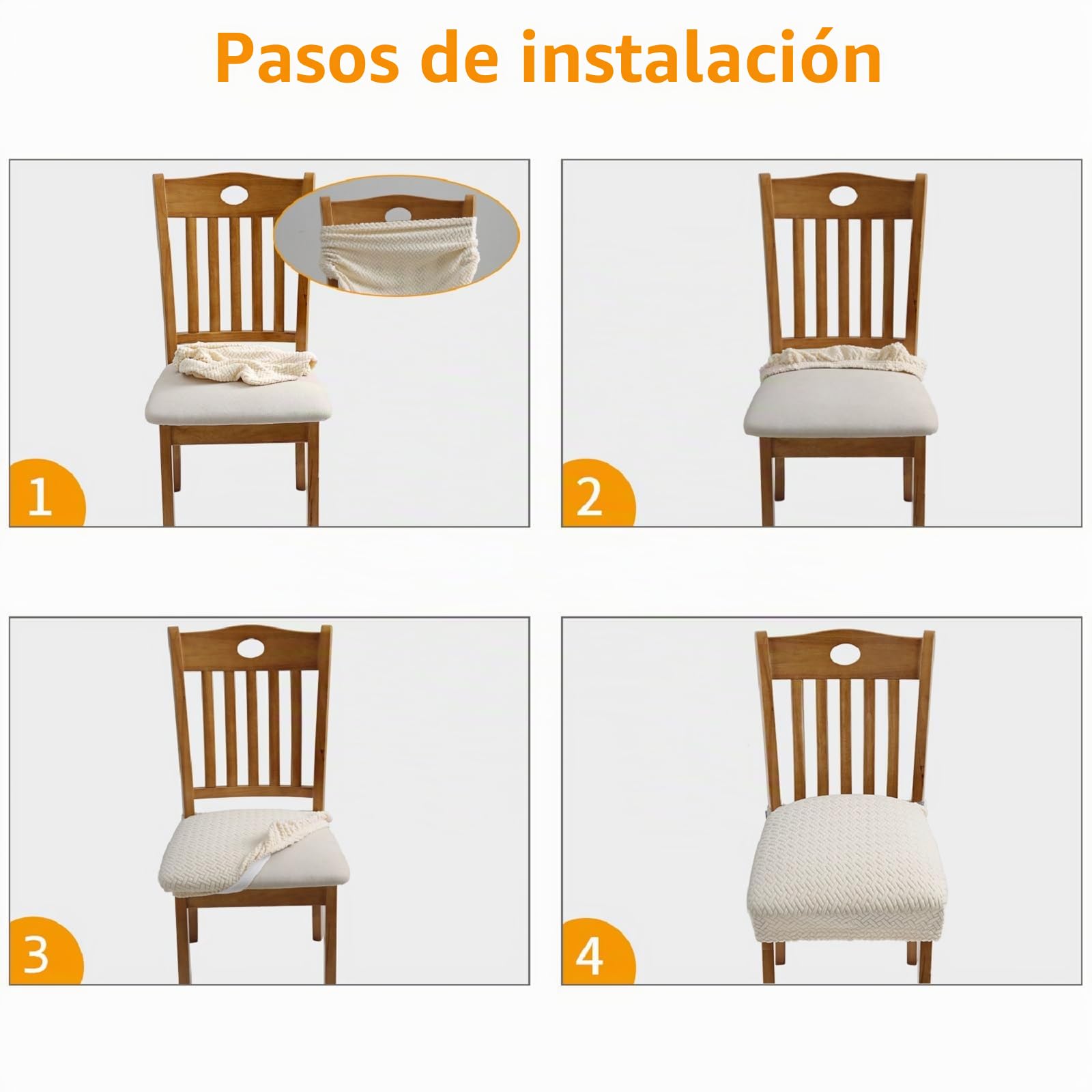 Fuloon Fundas para Sillas, Pack de 6 Fundas Sillas Comedor Impermeable,Fundas Protectoras para Sillas Elasticas,Funda Asiento Silla Desmontables Lavables