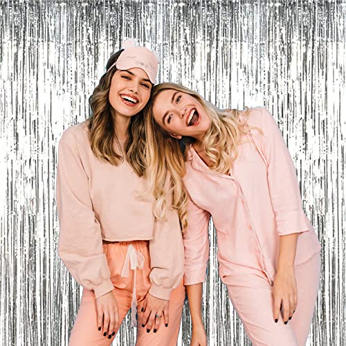 Goer 3.2 Ft X 9.8 Ft Metallic Tinsel Foil Fringe Curtains Party Photo Backdrop Party Streamers For Birthday,Graduation,New Year Eve Decorations Wedding Decor (Silver,1 Pack) #TOP1