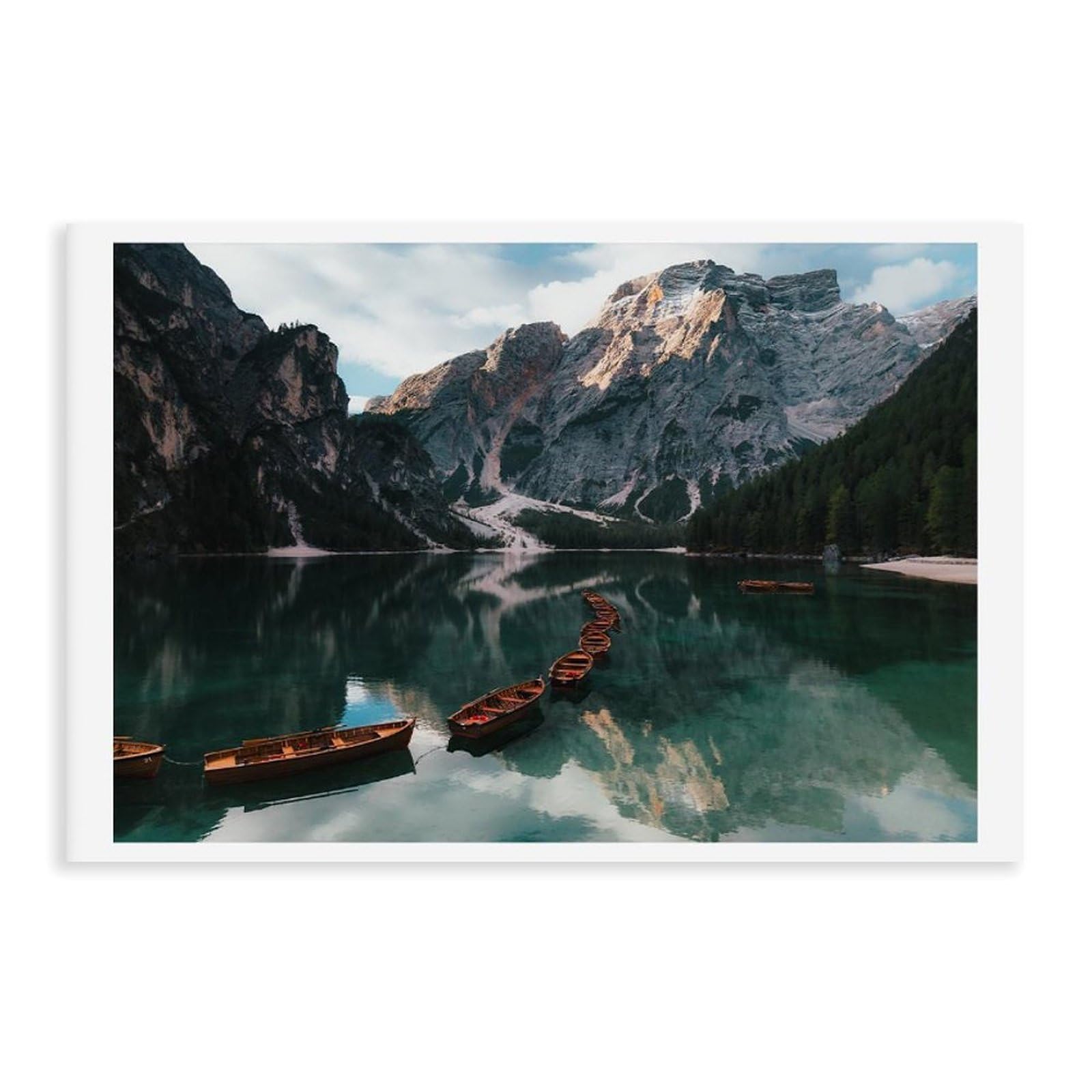 HEYANM Braies Lake Print Dolomites Mountain Landscape Italian Alps Canvas Poster Wall Art Paintings for Living Room Bedroom Decoration Unframe 16x24inch