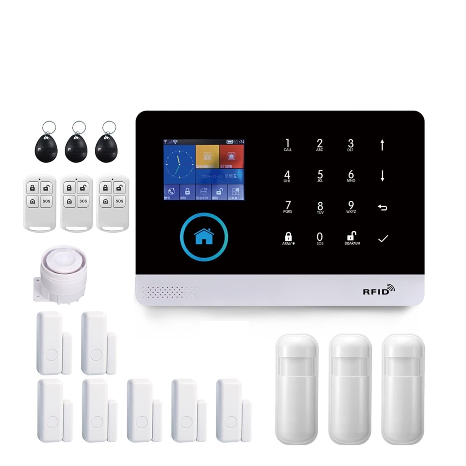 PG103 Sistema de Alarma WiFi 4G Tuya con Sensor de Movimiento inmune de Pet IP Cámara inalámbrica Smart Home Sprowing Soporte Control de Voz(G)