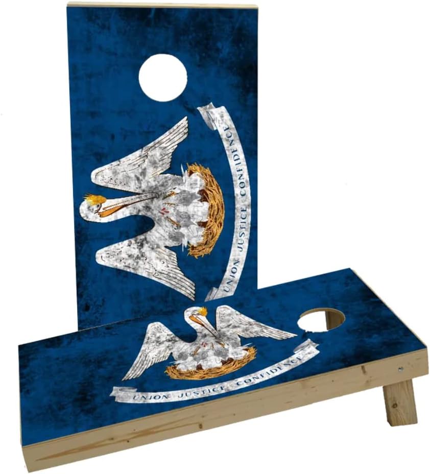 Worn State (Louisiana) Flag Custom Cornhole Board Game Set