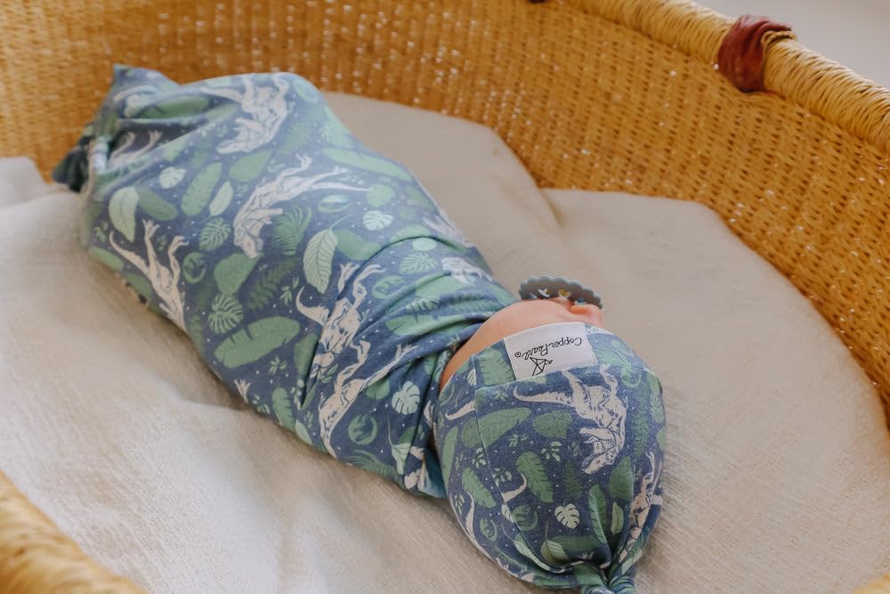 Copper Pearl Baby Swaddle Blanket - Premium Knit Baby Blanket, Large Soft Stretchy Receiving Blankets for Baby Boy and Girl, Swaddles for Newborn, Infant, and Toddler (Jurassic Park)