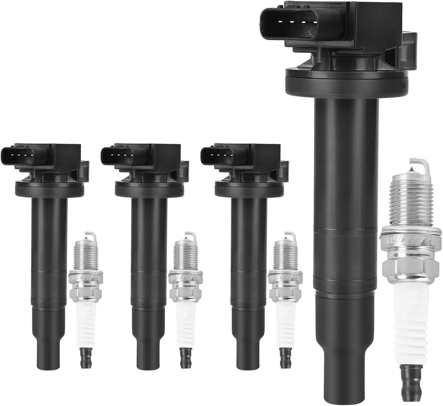 Ignition Coil Pack and Spark Plugs Fits for Toyota 2000-2005 Echo, 2001-2009 Prius, 2006-2014 Yaris, for Scion XB 2004-2006 L4 1.5L Replace UF316 Set of 4