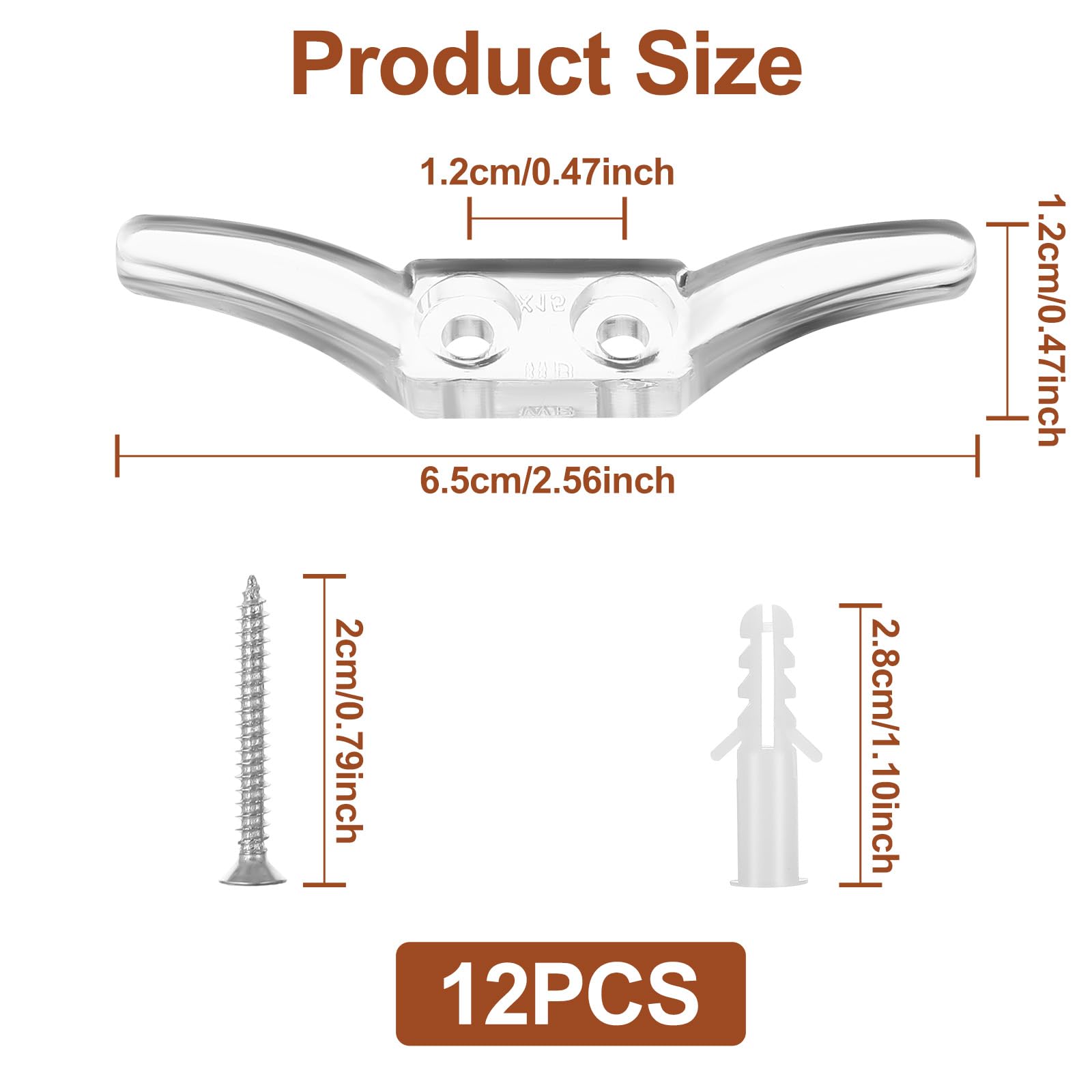 Ouligay 12 Pcs Clear Cord Cleats for Blinds, Window Blind Cord Winder Safety Cord Cleats with Screws Plastic Transparent for Home Office Window Curtains Sun Shades Ropes