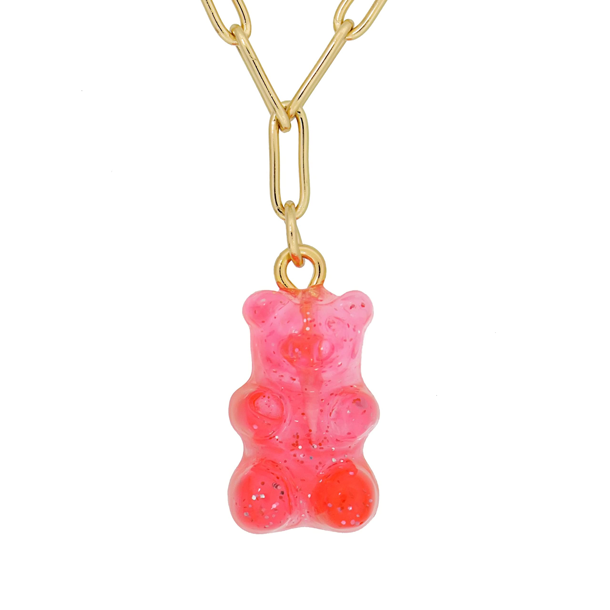 Bella Gummy Bear Necklace Coral Pink Gold One Size Coral