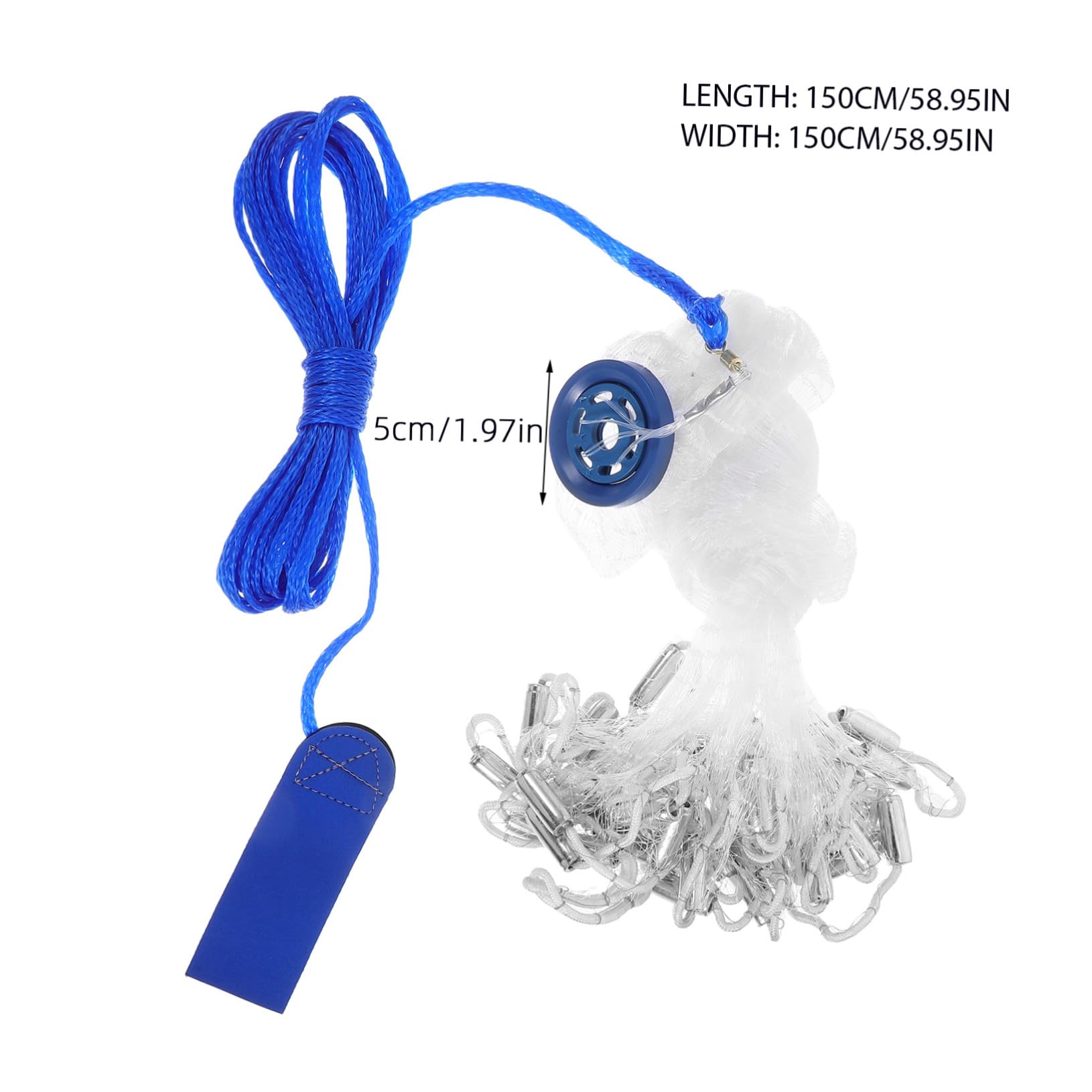 TOYANDONA 1.5m Rete Per Pesca Mano Con Pesi Monofilamento Leggero e Durevole Retino Da Lancio Per Acqua Dolci e Salate Per Pesci Gamberetti e Trappole