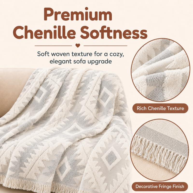 Image of Homero Geometric Sofa Cover 2 Seater Chenille Sofa Throw Blanket with Anti Slip Furniture Protection for Living Room Sofa Set