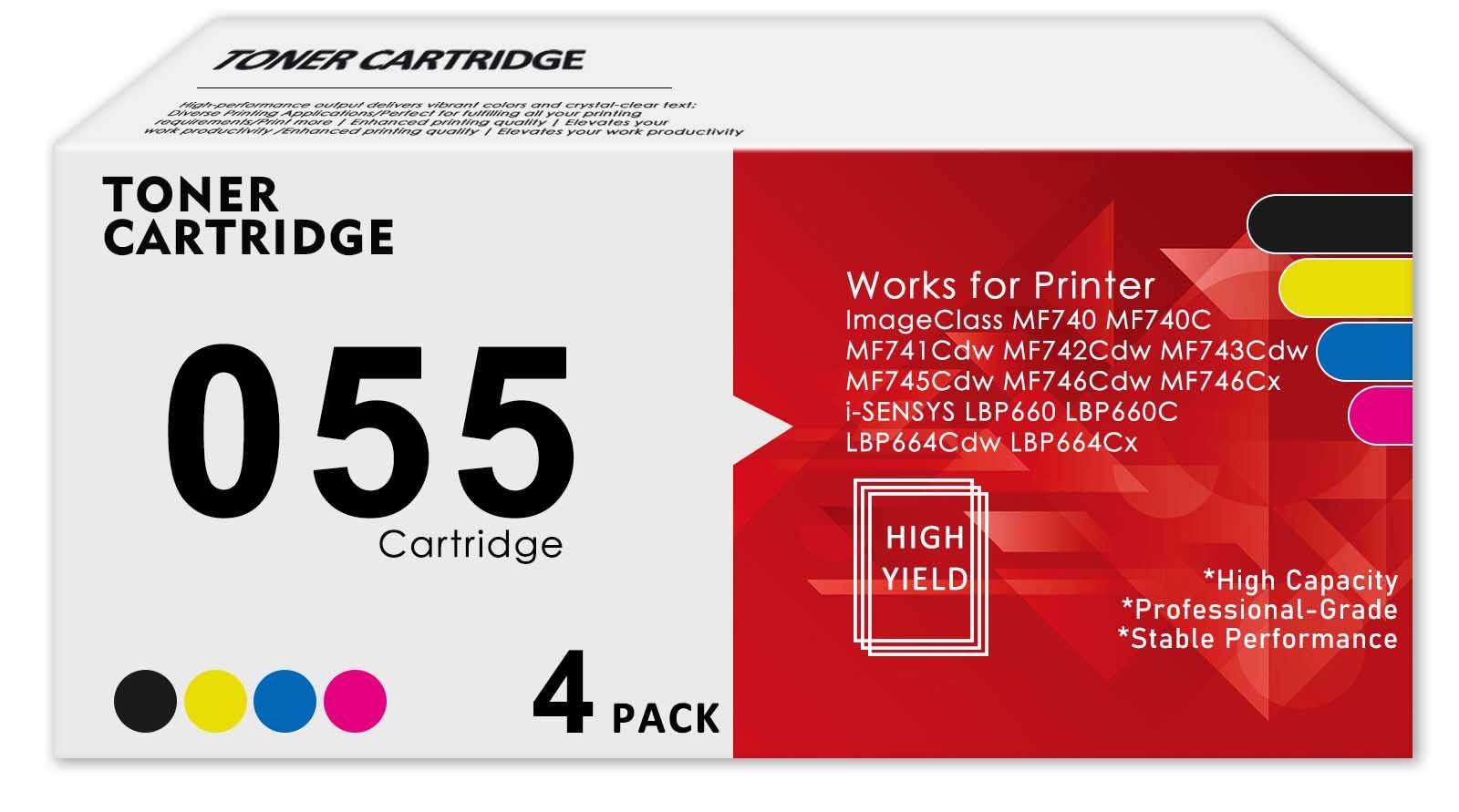 055 Toner Cartridge Set Replacement Compatible with Canon 055 Toner for Cannon ImageClass MF740 LBP660C LBP664Cdw MF740C MF741Cdw MF742Cdw MF745Cdw