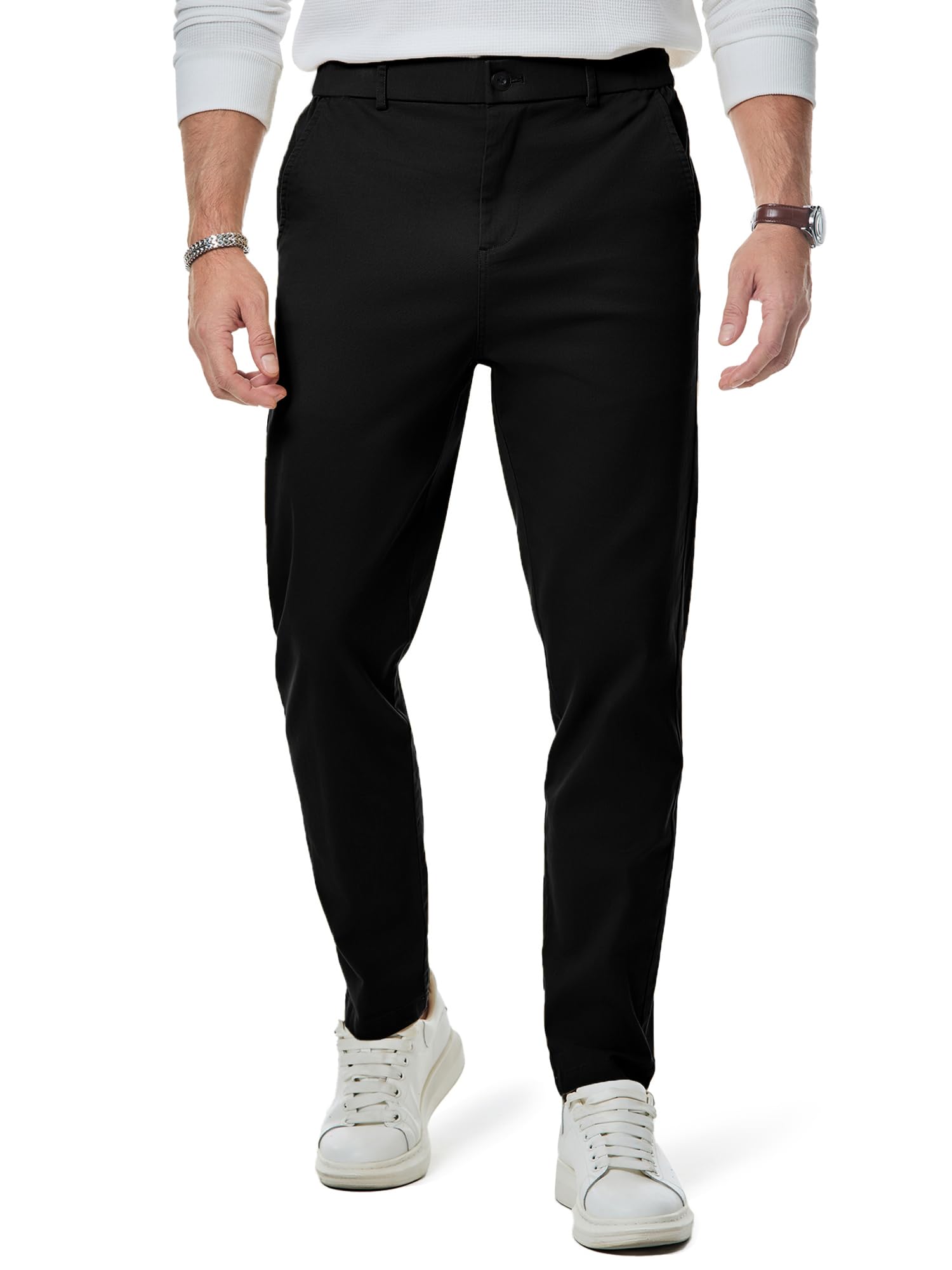 Elegancity Herren Chino Hose Casual Chinohose Baumwolle Freizeithose Arbeitshose Stretch Outdoorhose Pants Trousers Business schwarz XL