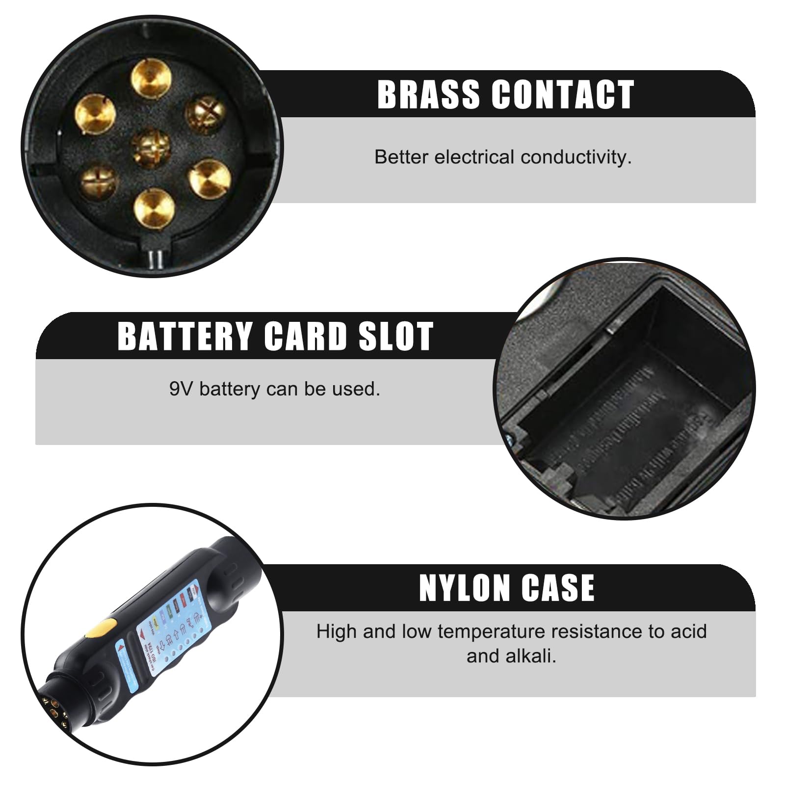 Comprobador de remolque de 7 pines: conector de enganche de remolque con adaptador de 13 a 7 pines y adaptador de 7 a 13 polos, dispositivo de prueba para iluminación de remolque de coche de 12 V