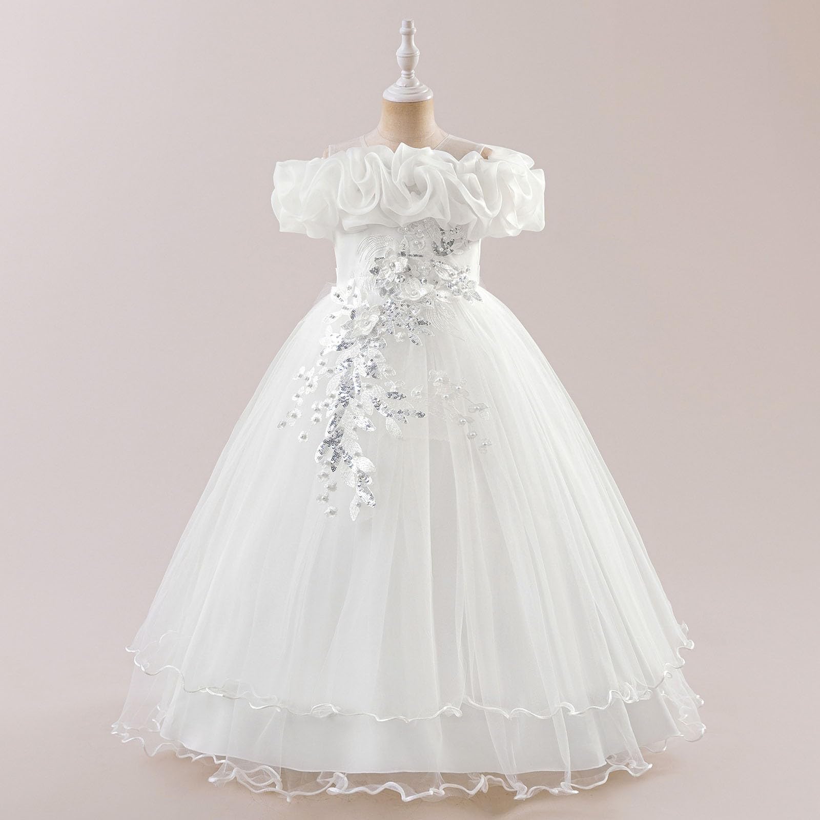 Générique 2026 elegante Mädchen für Mädchen, ideal für eine lässige Hochzeit oder einen Abend, mit schulterfreien Schultern und Tutu-Rock, für 7 bis 12 Jahre.
