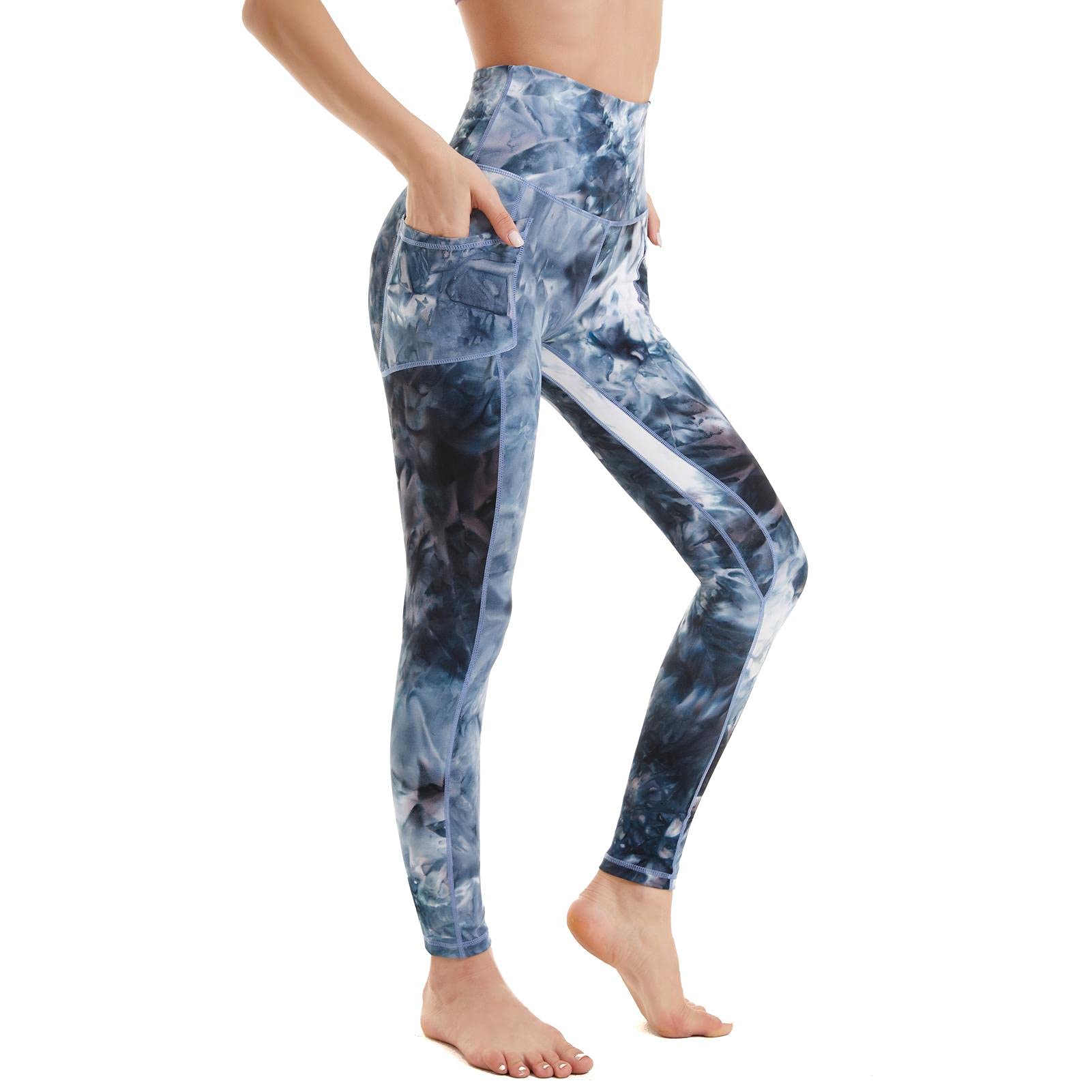 ccko High Waisted Leggings for Women with Pockets, Womens Yoga Pants Stretch Workout Leggings Tummy Control