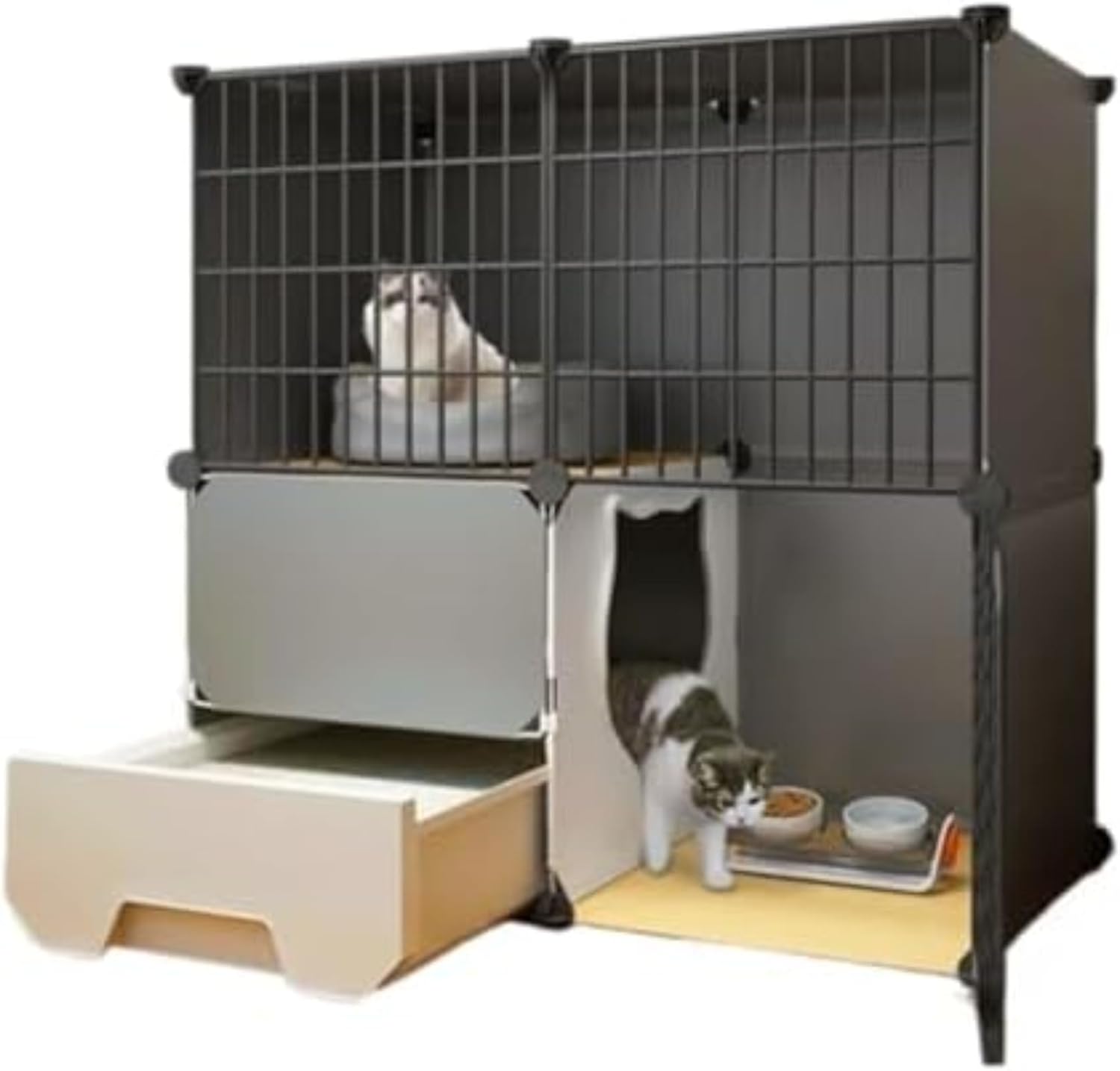 コンパクトキャットゲージ ナチュラル/ダークグレー コンパクトキャットケージ2段 CCC-112 ダークグレー 299035