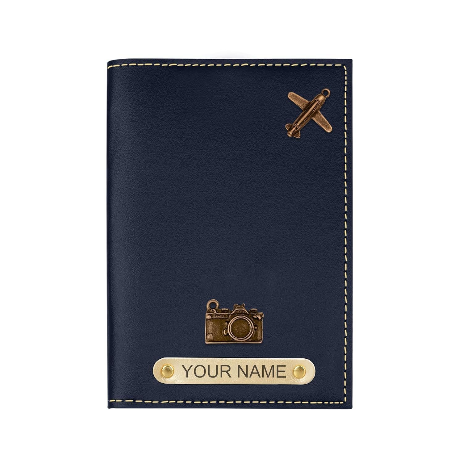 Mahajan Creation Personalized Leather Passport Cover for Men & Women | Travel Accessories Organizer with Name & Charm Customization (Blue)-image-19