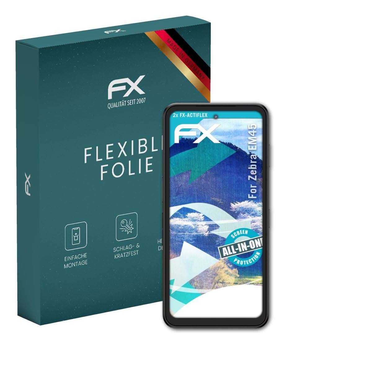 atFoliX Screen Protector compatible with Zebra EM45 Protector Film, ultra clear and flexible FX Screen Protection Film (2X)